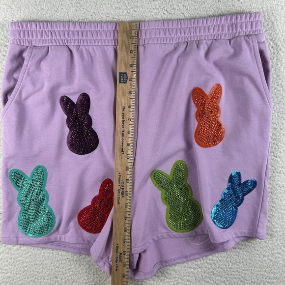 Queen Of Sparkles Shorts Womens XXL Purple Bunny Sequin Sweat Easter Lounge - Picture 15 of 16